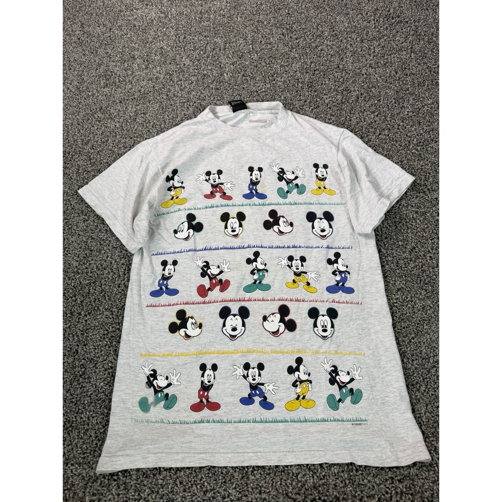 Vintage 90s Disney Mickey Mouse Short Sleeve T Shirt Men's Size Medium Gray